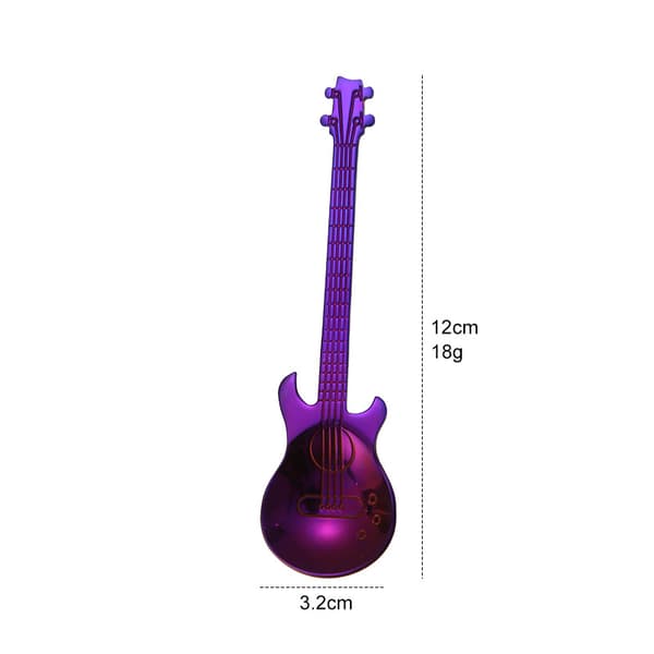 Stykker, 304 rustfritt stål gitarskje, kafferøreskje, gitarform, frisk dessertskjegave, fargerikt gitarskje-sett