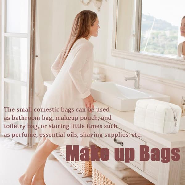 Makeuptaske Små Makeuppunge til Pung Kvinder Ternede Rejse Makeuppung Fluffy & Plys Materiale