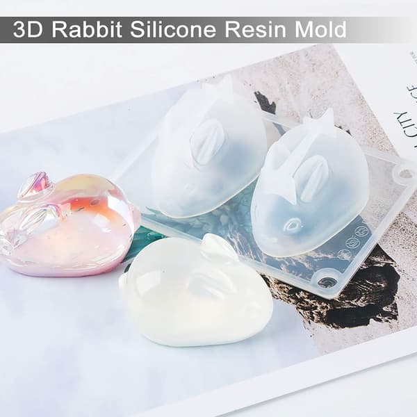 2 stykker 3D kanin silikone harpiksform påskehare silikone epoxy harpiks støbeforme DIY sæbe lys gipsfremstilling