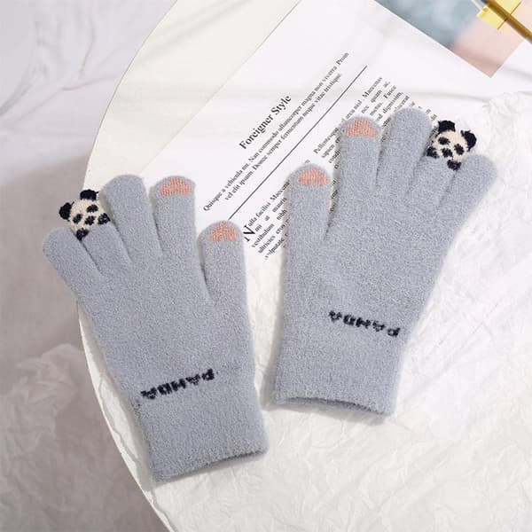 Vinterhandsker til kvinder Piger Studerende Touch Screen Handsker Varme Fuld Fingre med Dejligt Panda Design