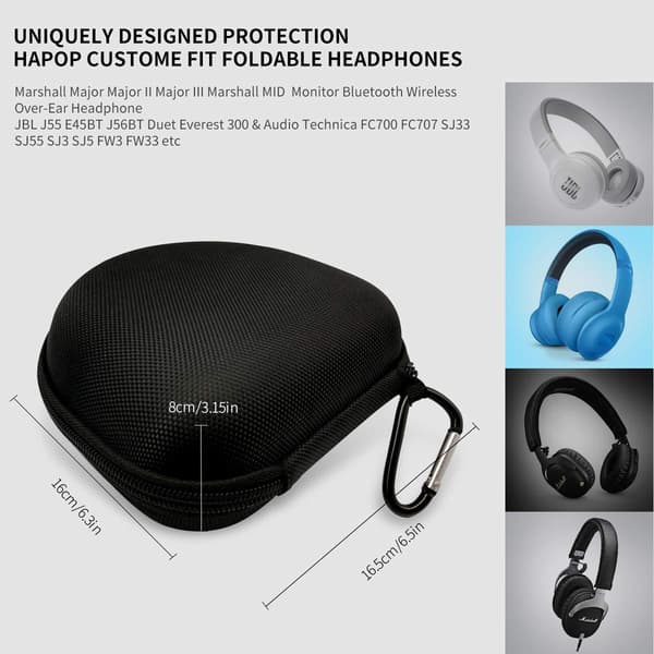 Hård rejsehovedtelefonetui Organizer Bluetooth trådløse on-ear hovedtelefoner opbevaringstaske pose til (sort)