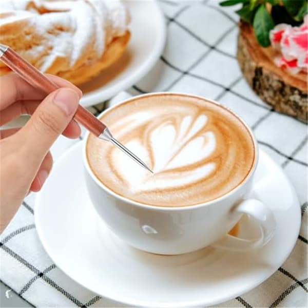 2-pak kaffekunstpen i rustfrit stål, kaffefancy-baristaværktøj, kaffelattenål