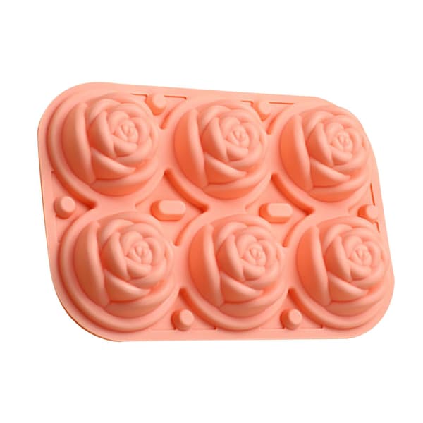 6-hulls roseblomst silikon isbit godteri sjokolade kake kjeks cupcake bake såpeform roseblomst design