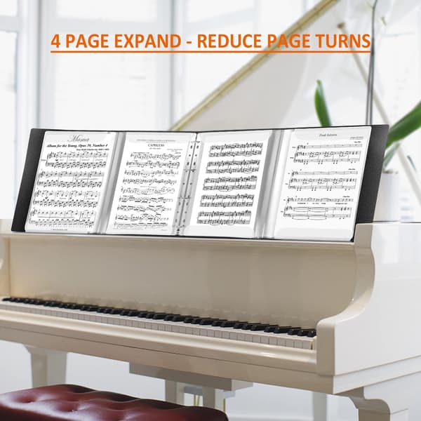 Nodemappe, Musikmappe, 4-siders udvidelse, 20 siders kapacitet, Skrivbar Kormappe, Sort