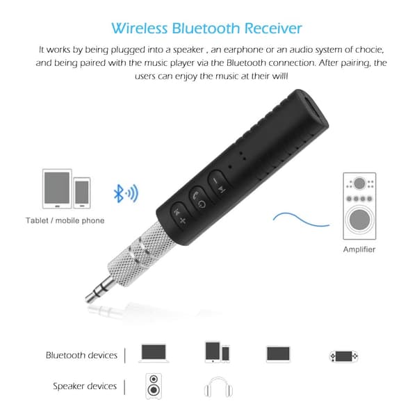 Trådløs Bluetooth 5.0 Modtager Sender Adapter 3.5mm Jack til Bil Musik Lyd Hovedtelefon Modtager Håndfri