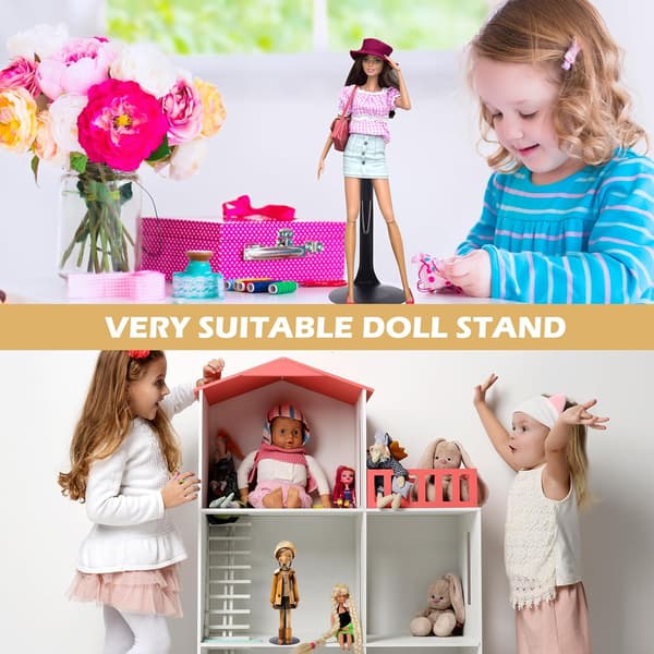 Dukkestativ Sort Dukkestativ til 8\" til 12\" dukker og actionfigurer Sort metal Let at samle