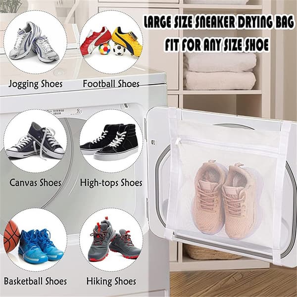 2-pack tvätt- och torkpåse för sneakers (stor, vit)