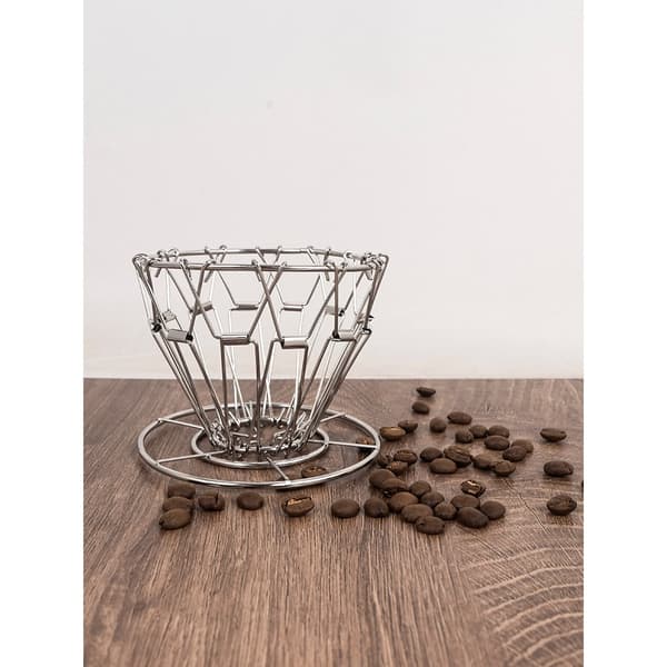 Pour Over Kaffemaskine - Kaffedrypsæt i rustfrit stål til camping og rejser (sølvfarvet)