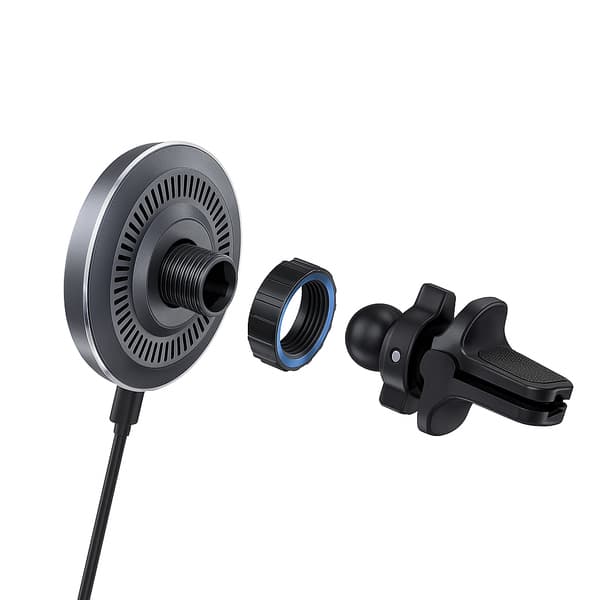 Magnetisk Trådlös Billaddare med LED & Ventilfäste – Snabbladdning & Säker Montering