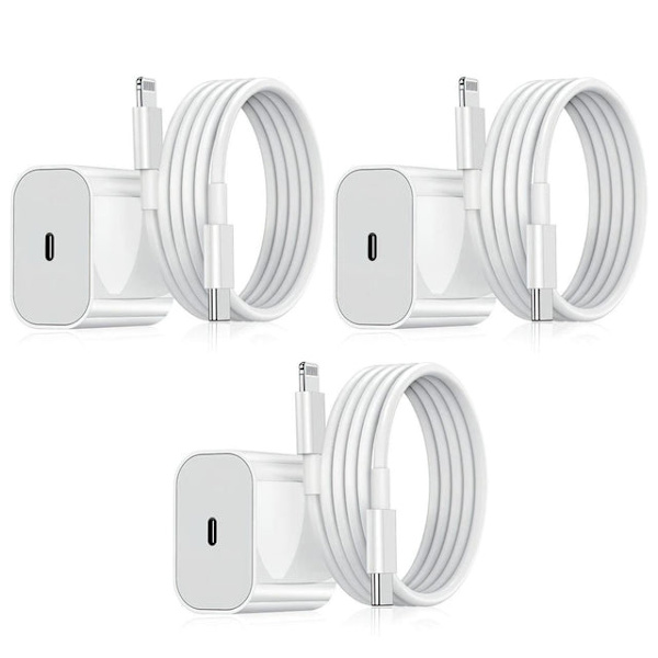 3-Pack - iPhone - Snabbladdare - Adapter + 1m Kabel 20W Lightning