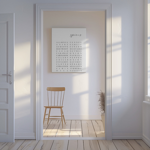 List of spices Canvastavla 50x70 cm