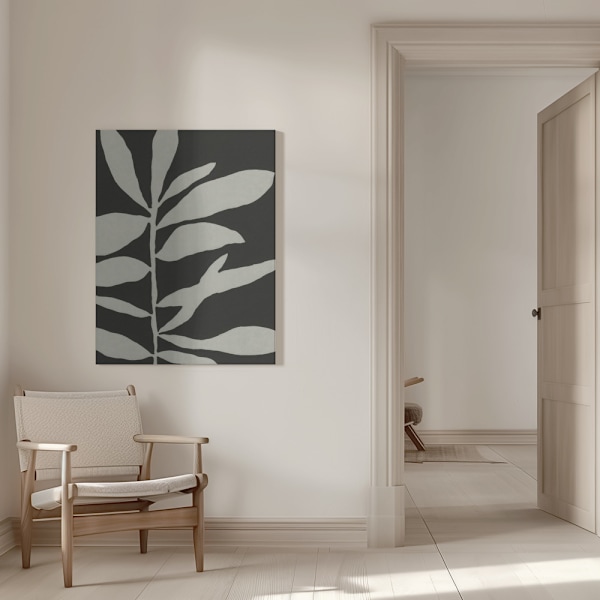 Linocut Branch #3 / White &amp; Black Canvastavla 50x70 cm