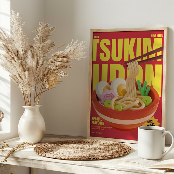 Tsukimi Udon Menu Poster 30x40 cm