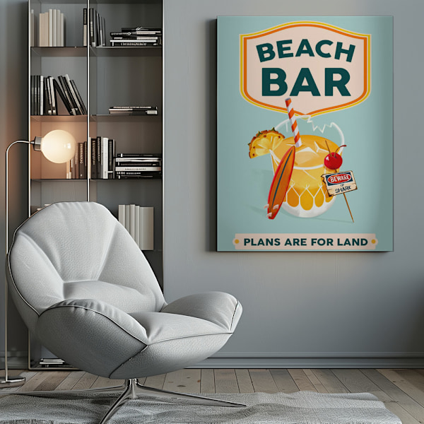 Beach Bar Summer Tropical Cocktail Bar Art Canvastavla 50x70 cm