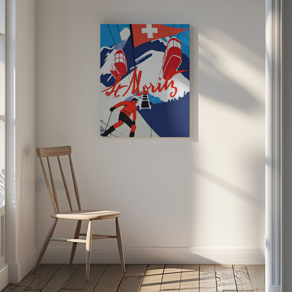 Winter Tourism: Vintage St.Moritz Canvastavla 30x40 cm