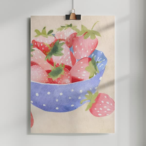 Erdbeeren in Schale Poster 50x70 cm