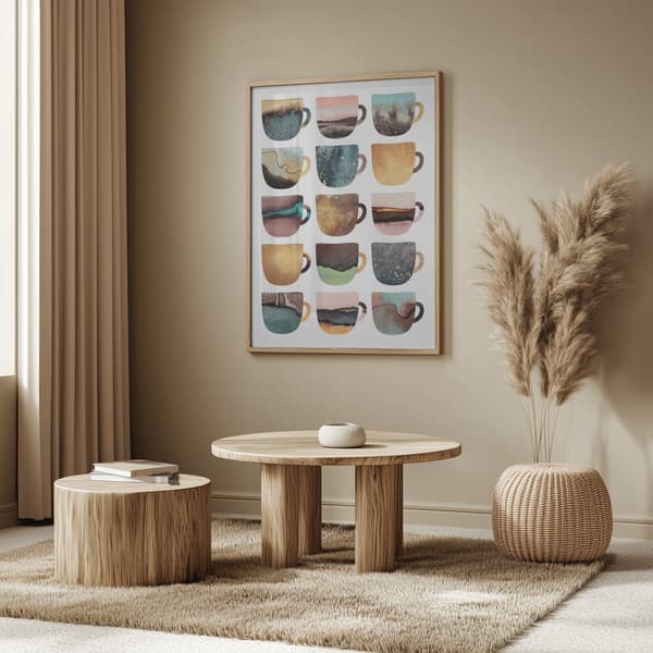 Earthy Coffee Cups Poster 50x70 cm