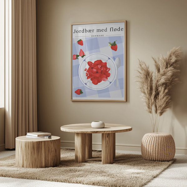 Strawberry with cream - Denmark Poster 50x70 cm