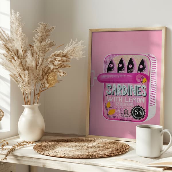Sardines Tin Can Pink Poster 30x40 cm