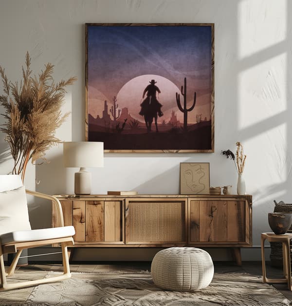 Cowboy Sunset Poster 50x50 cm