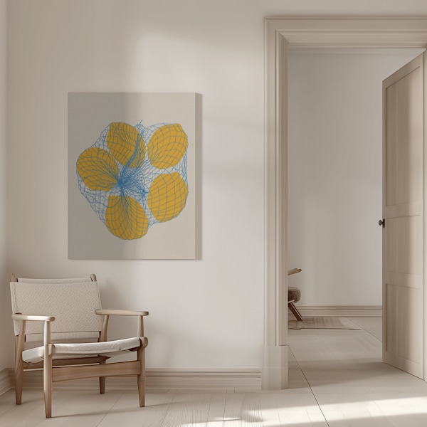 Five Lemons In a Net Bag Canvastavla 50x70 cm