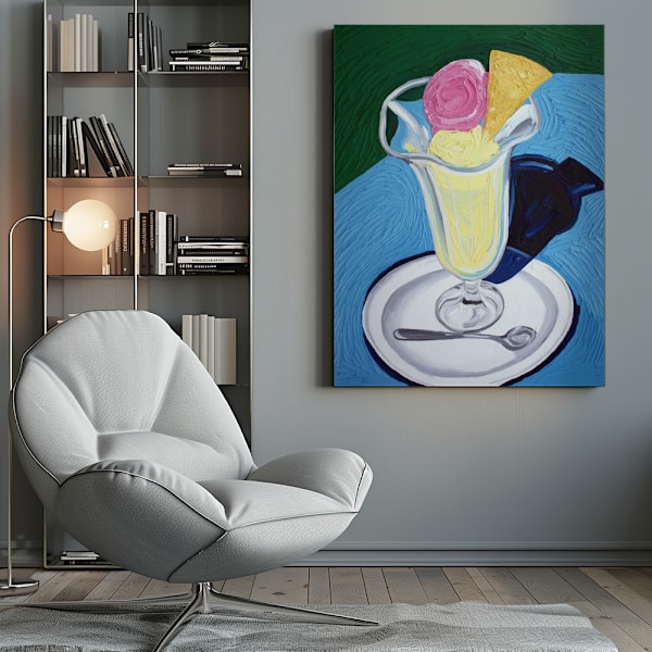 Raspberry and Vanilla Ice Cream Canvastavla 50x70 cm