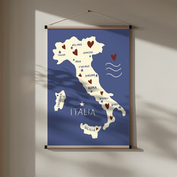 Italiy Map Poster 30x40 cm