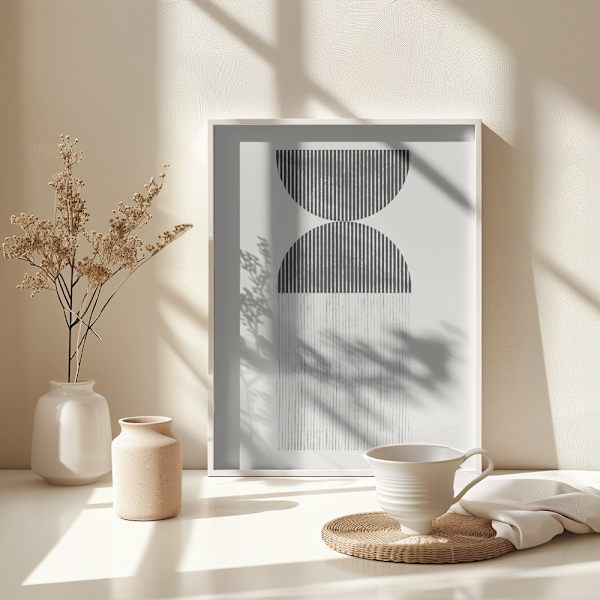 Retro Geometric Line Art Poster 30x40 cm