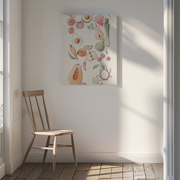 Tropical Vegetable illustration Canvastavla 30x40 cm