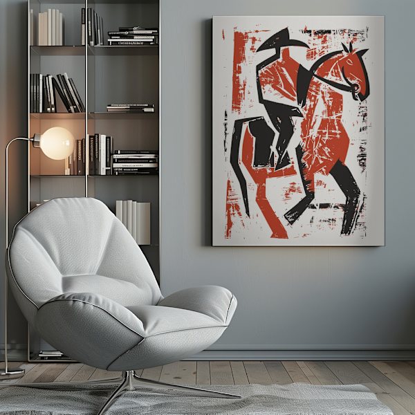 Abstract Horse Rider Canvastavla 50x70 cm