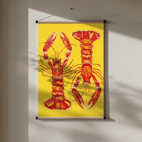 Langoustines On Yellow Poster 30x40 cm
