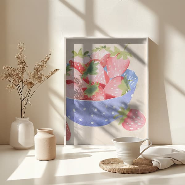Erdbeeren in Schale Poster 30x40 cm