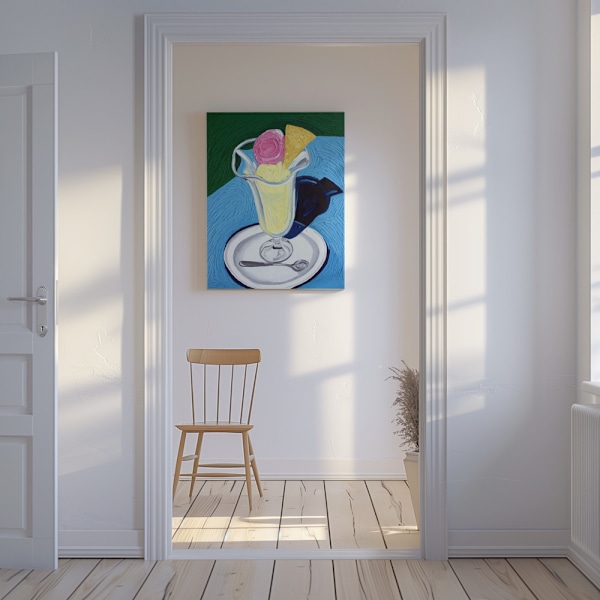 Raspberry and Vanilla Ice Cream Canvastavla 50x70 cm