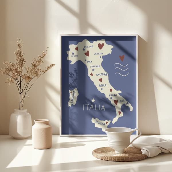 Italiy Map Poster 30x40 cm