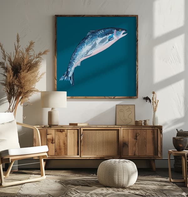 Leaping Salmon Poster 50x50 cm