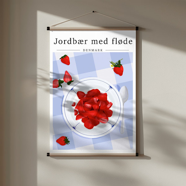 Strawberry with cream - Denmark Poster 30x40 cm