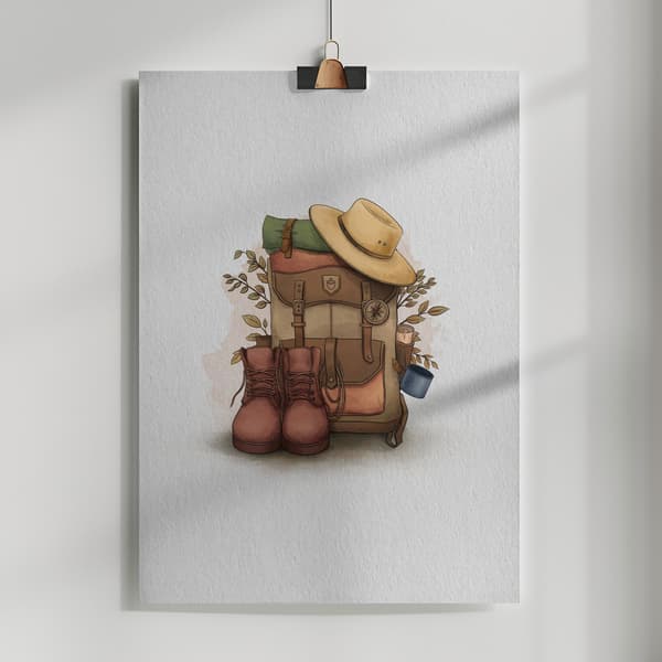 Backpack Travel Poster 50x70 cm