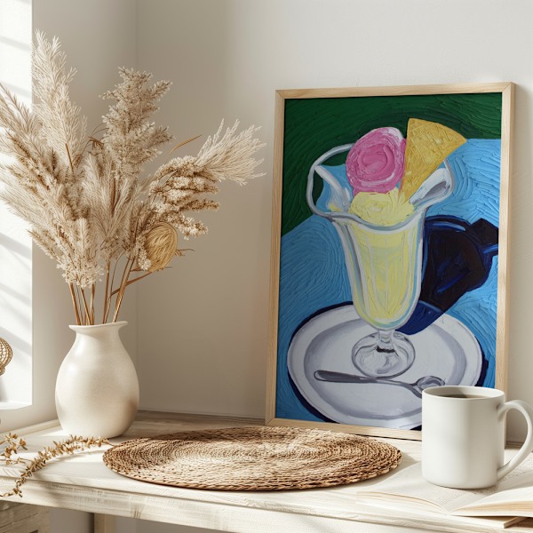Raspberry and Vanilla Ice Cream Poster 30x40 cm