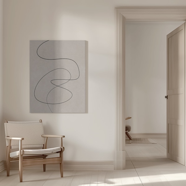 Minimal line art abstract drawing 02 Canvastavla 50x70 cm