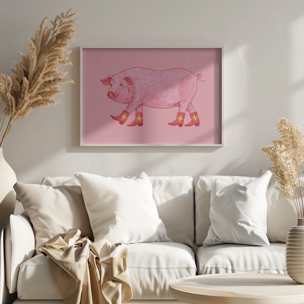 Marjorie the Cowgirl Pig Poster 70x50 cm