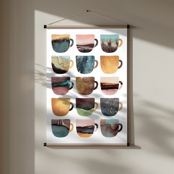 Earthy Coffee Cups Poster 30x40 cm