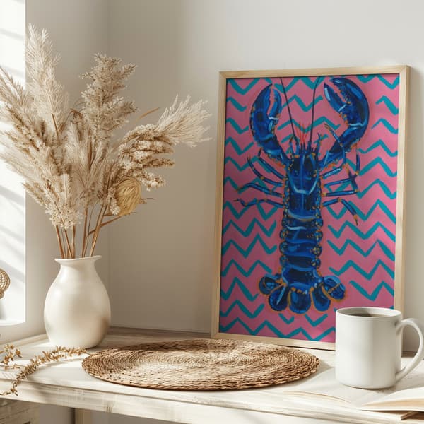 Lobster On Zigzag Poster 30x40 cm
