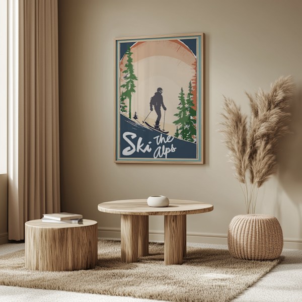 Vintage Ski the Alps Poster Poster 50x70 cm