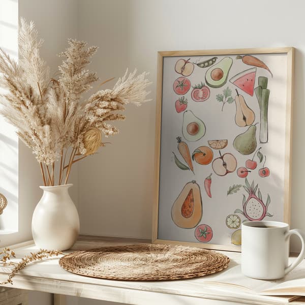 Tropical Vegetable illustration Poster 30x40 cm