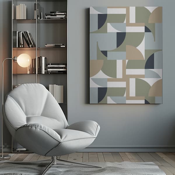 Futuristic Bauhaus Polygons Beige Canvastavla 50x70 cm
