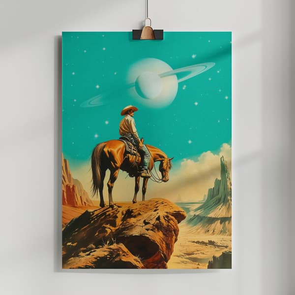 A Western Astronaut Poster 50x70 cm