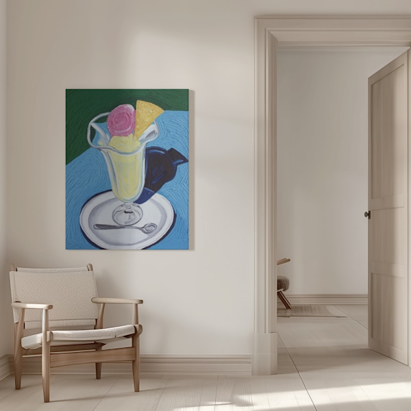 Raspberry and Vanilla Ice Cream Canvastavla 50x70 cm