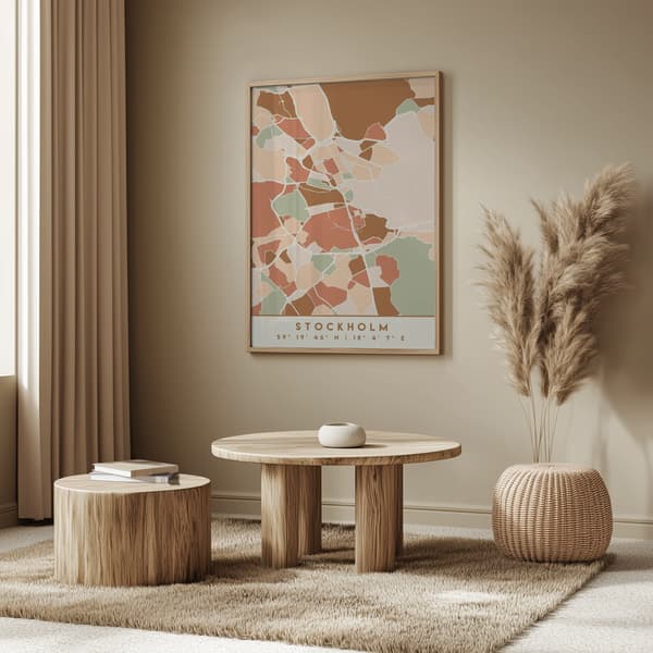 Black Maps Earth Tones 83 Poster 50x70 cm