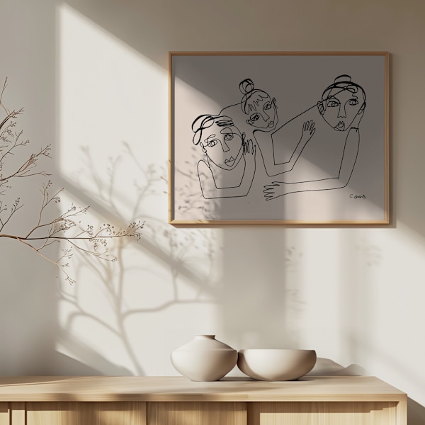 People Beige Poster 40x30 cm