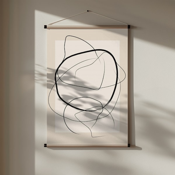Soft Abstract Lines Art Poster 30x40 cm